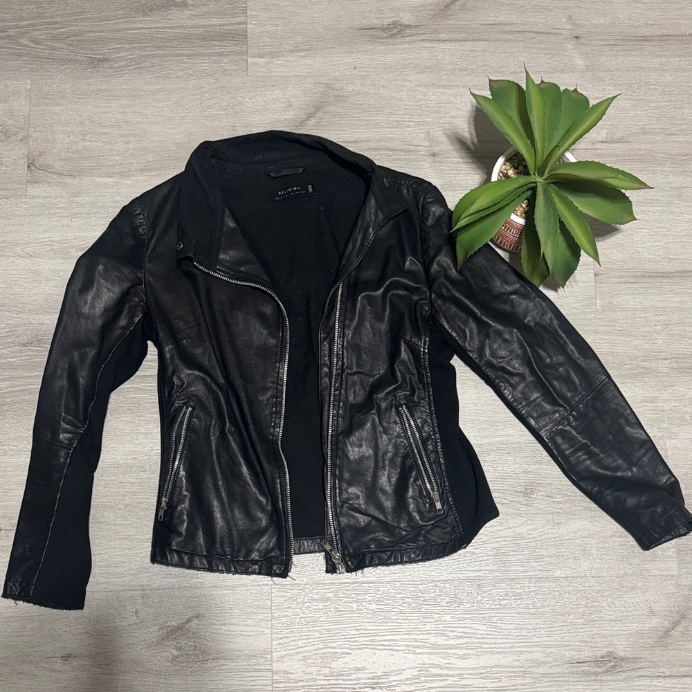 True Religion Black Leather Jacket for Women